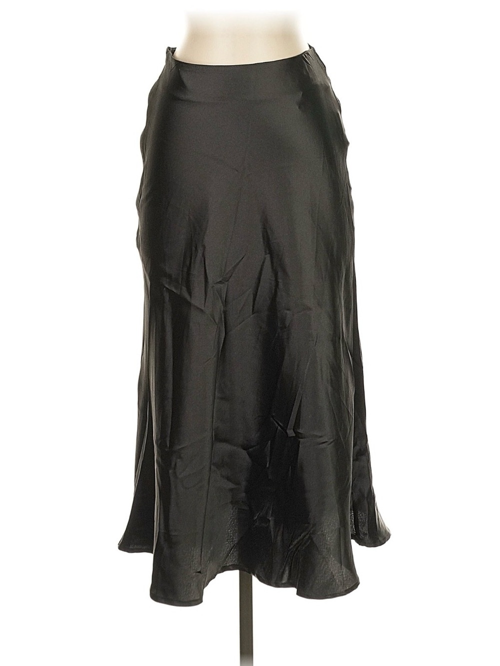 H&M Black Satin Bias Midi Skirt